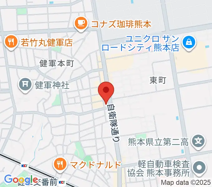 有明楽器 ピアノサービス熊本の地図