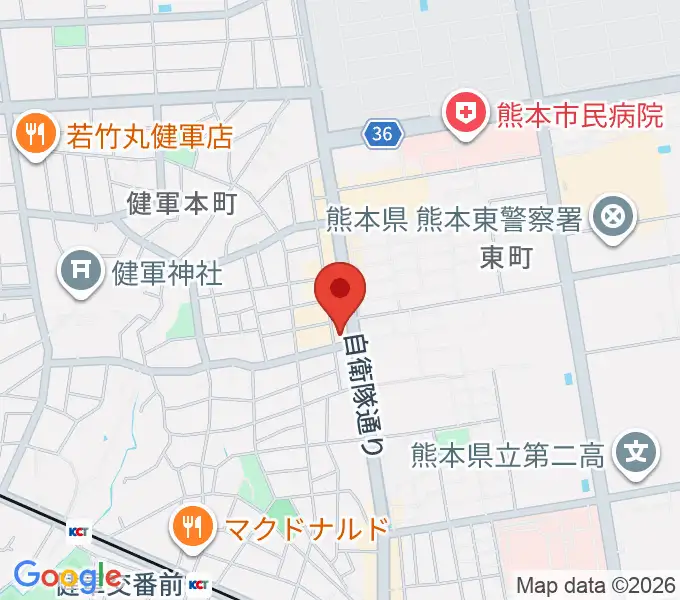 有明楽器 ピアノサービス熊本の地図