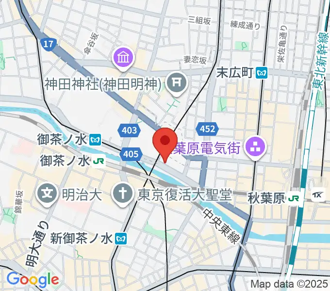 スタジオ音楽館 デュオお茶の水の地図