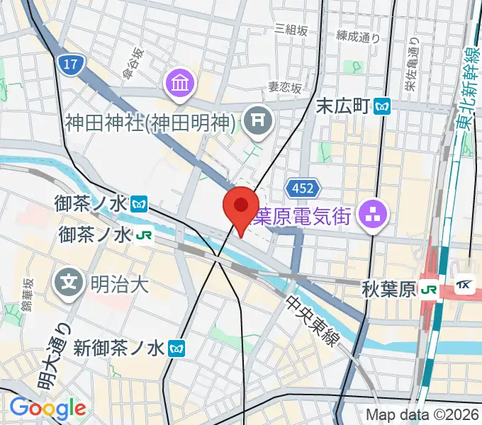 スタジオ音楽館 デュオお茶の水の地図