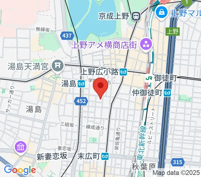 スタジオ音楽館 上野御徒町店の地図