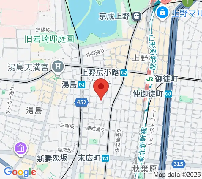 スタジオ音楽館 上野御徒町店の地図
