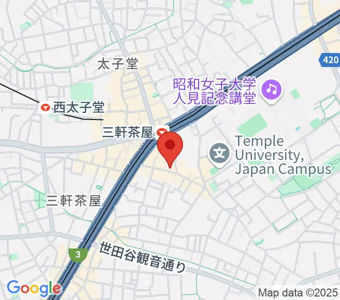 三軒茶屋STUDIO25の地図