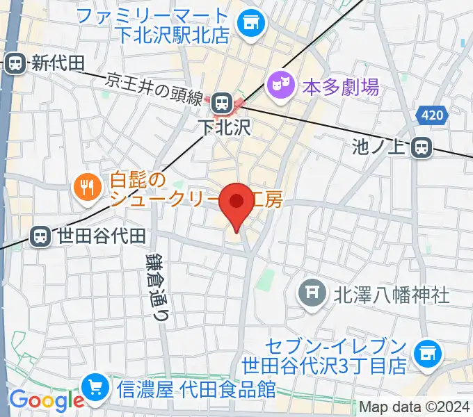 アンディーズスタジオの地図