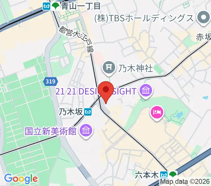 ソニー・ミュージックスタジオの地図