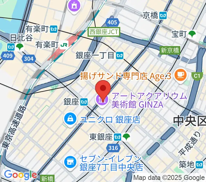 日本弦楽器 銀座店の地図