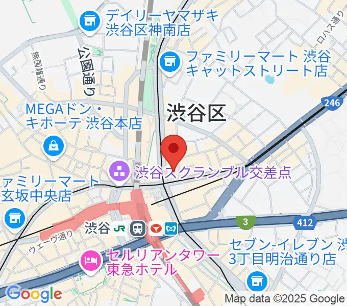 三浦ピアノ渋谷店の地図