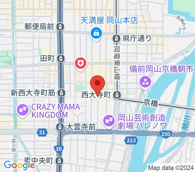 服部管楽器 岡山本店の地図