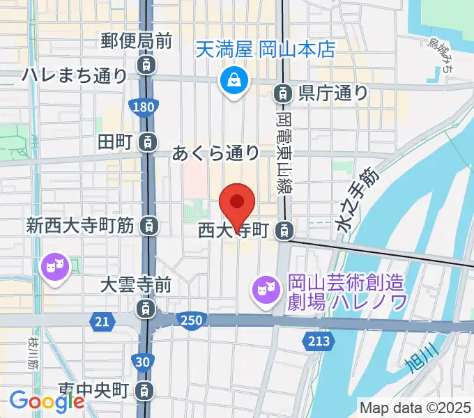 服部管楽器 岡山本店の地図