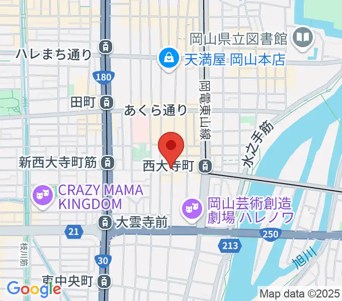 服部管楽器 岡山本店の地図