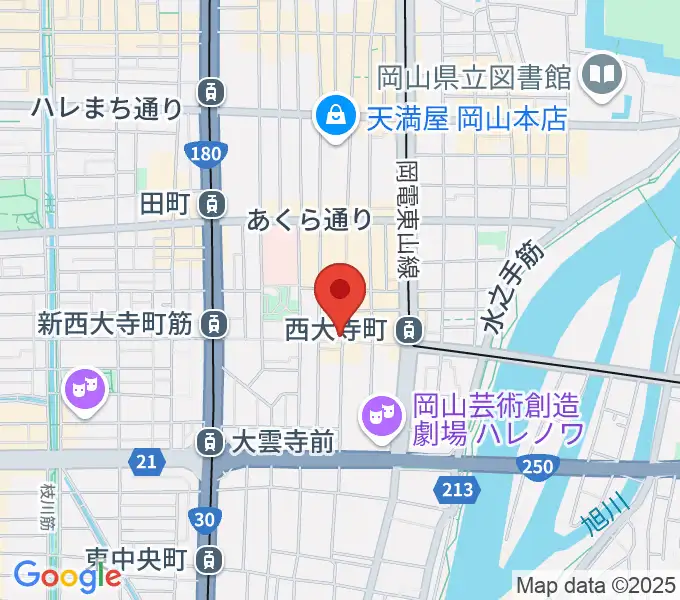 服部管楽器 岡山本店の地図