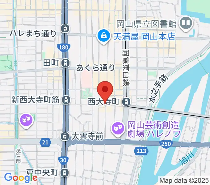 服部管楽器 岡山本店の地図