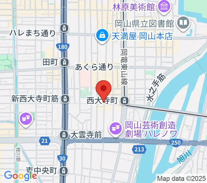 服部管楽器 岡山本店の地図