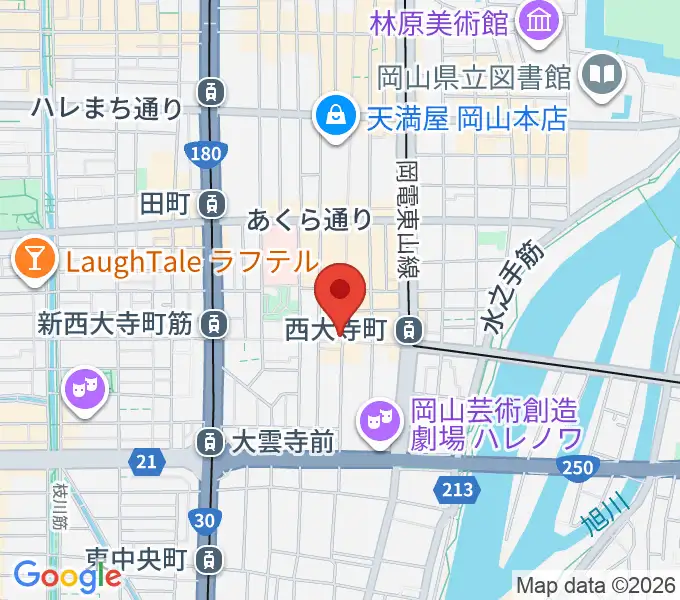 服部管楽器 岡山本店の地図