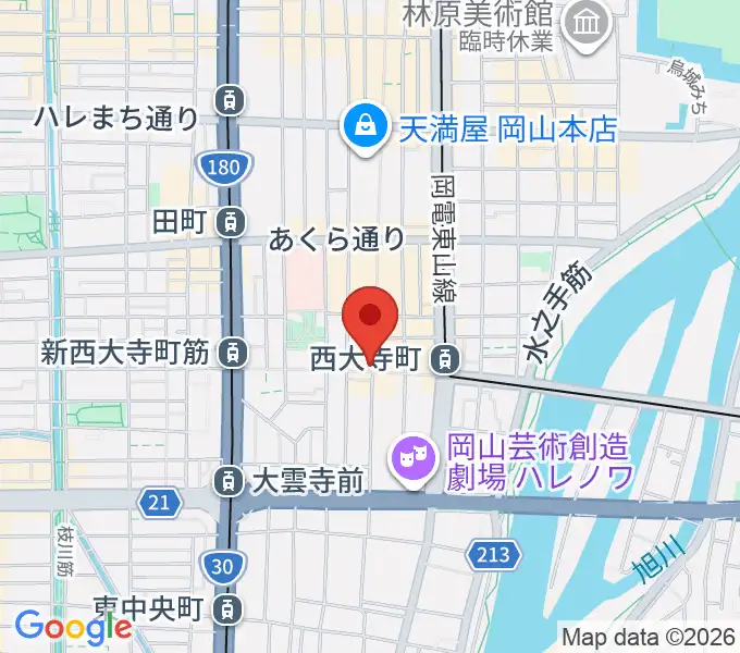 服部管楽器 岡山本店の地図