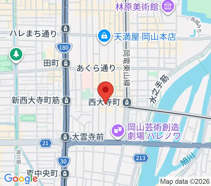 服部管楽器 岡山本店の地図