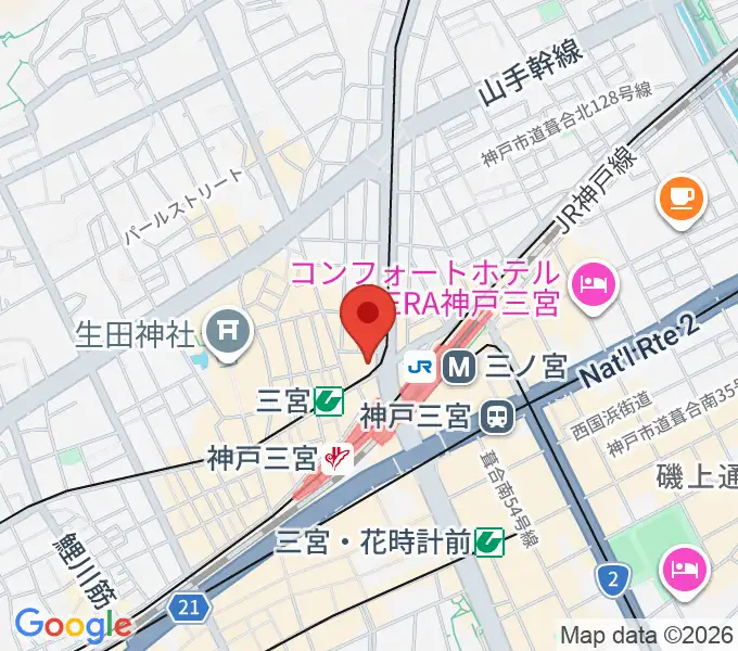 神戸楽譜の地図