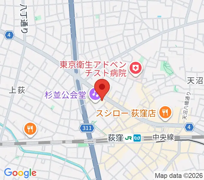 八重洲ピアノ社 荻窪本店第二センターの地図