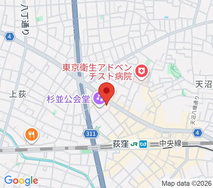 八重洲ピアノ社 荻窪本店第二センターの地図