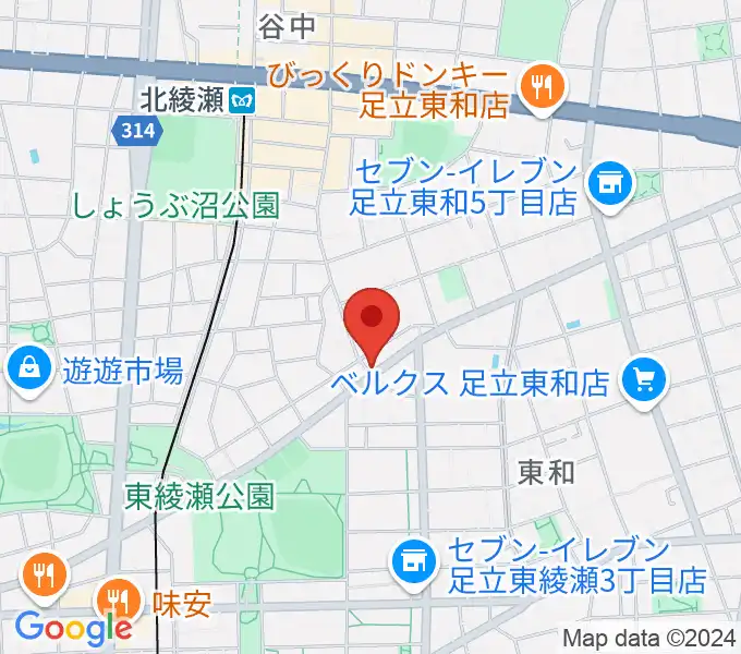 皆川ギター工房の地図