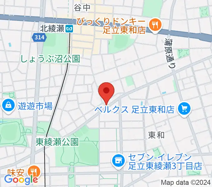 皆川ギター工房の地図