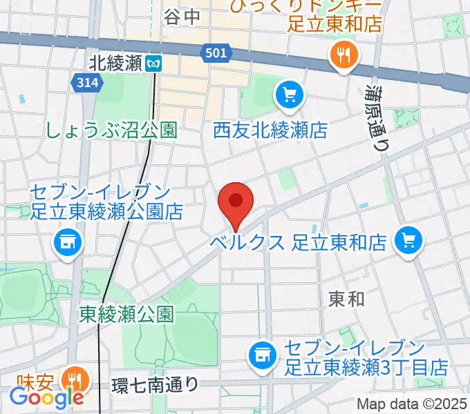 皆川ギター工房の地図