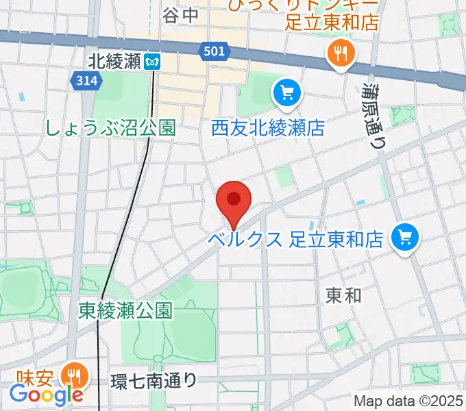 皆川ギター工房の地図