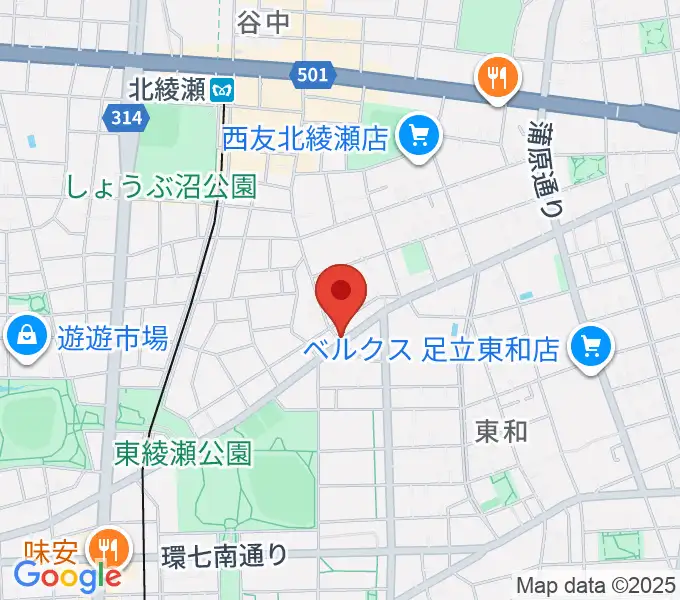 皆川ギター工房の地図