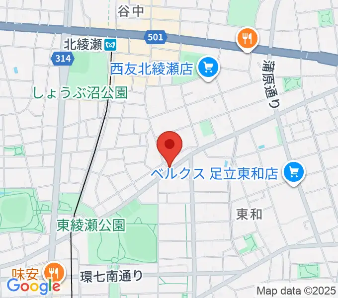 皆川ギター工房の地図