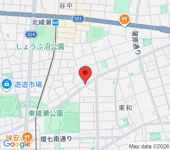 皆川ギター工房の地図