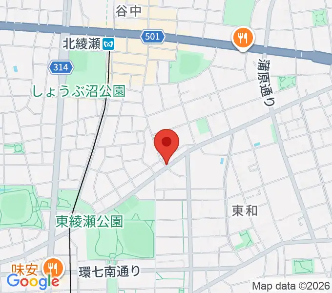 皆川ギター工房の地図