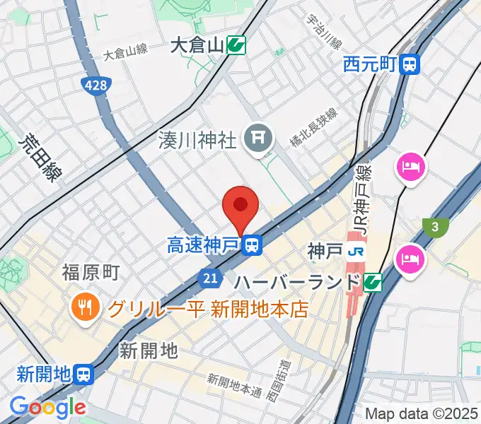 まる福楽器店の地図