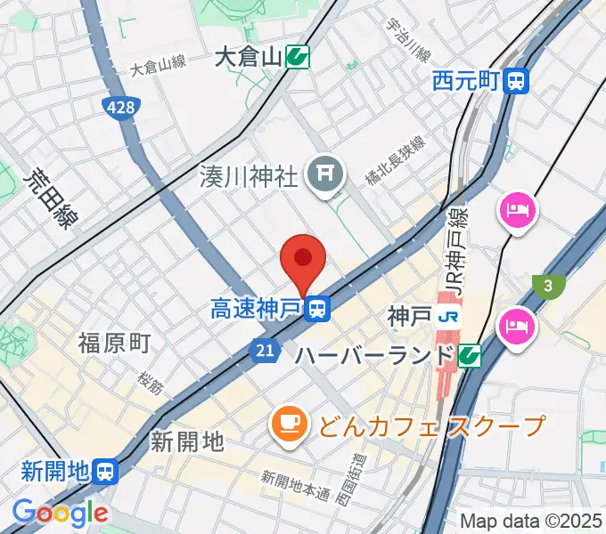 まる福楽器店の地図
