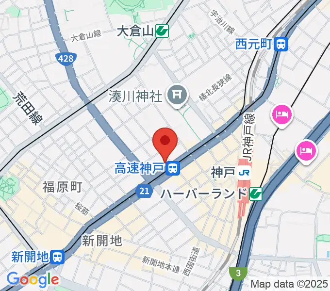 まる福楽器店の地図