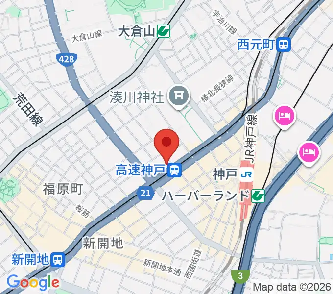 まる福楽器店の地図