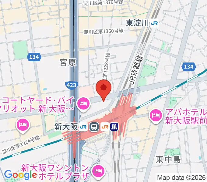 松尾弦楽器 大阪本店の地図