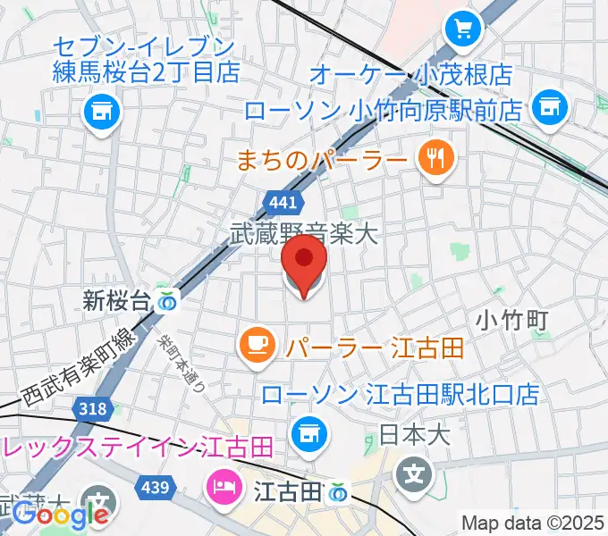 武蔵野音楽大学の地図