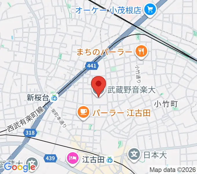 武蔵野音楽大学の地図