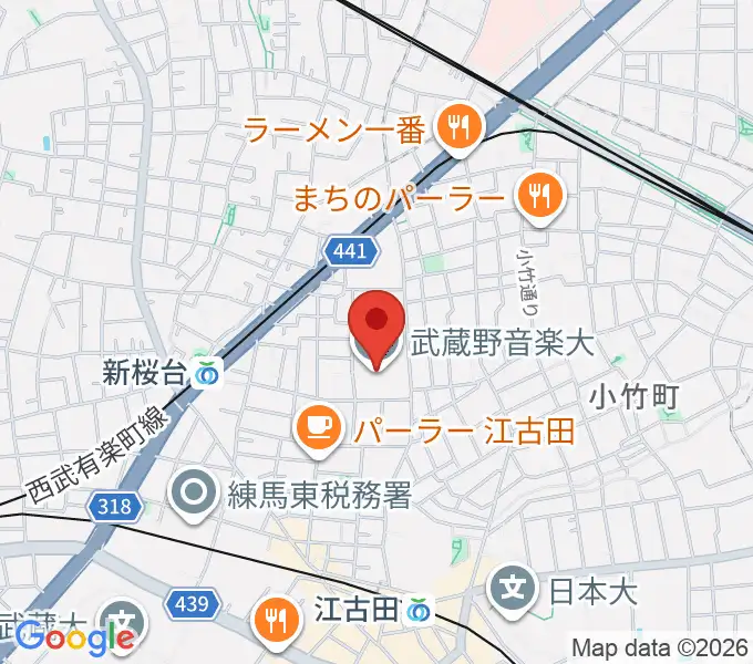 武蔵野音楽大学の地図