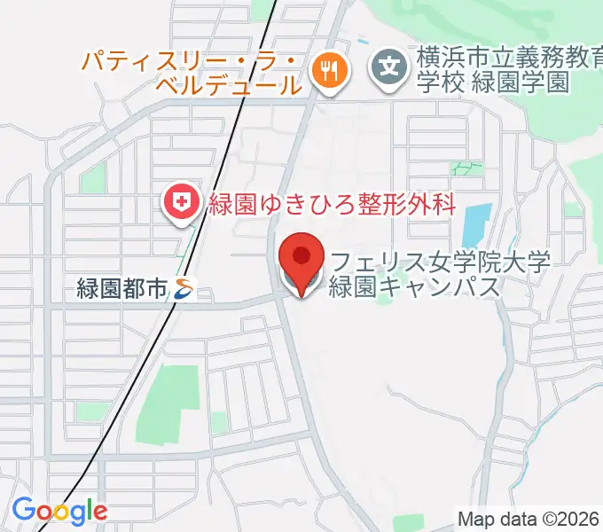 フェリス女学院大学 音楽・身体表現専攻の地図