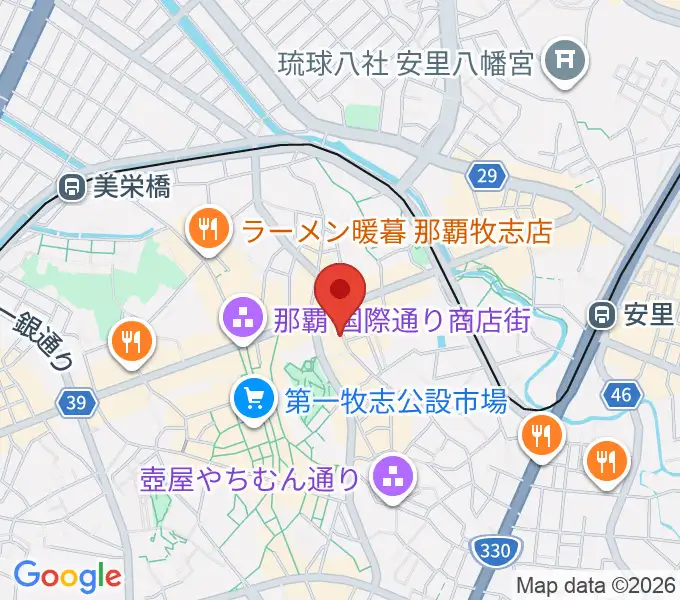 三線専門店ナビィ三線の地図
