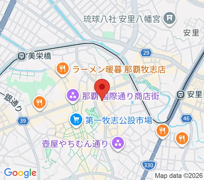 三線専門店ナビィ三線の地図