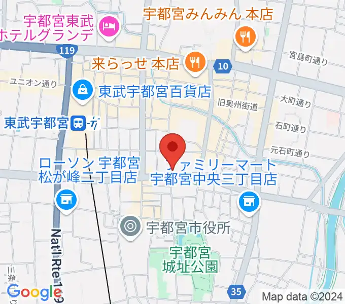 宇都宮ライナスの地図