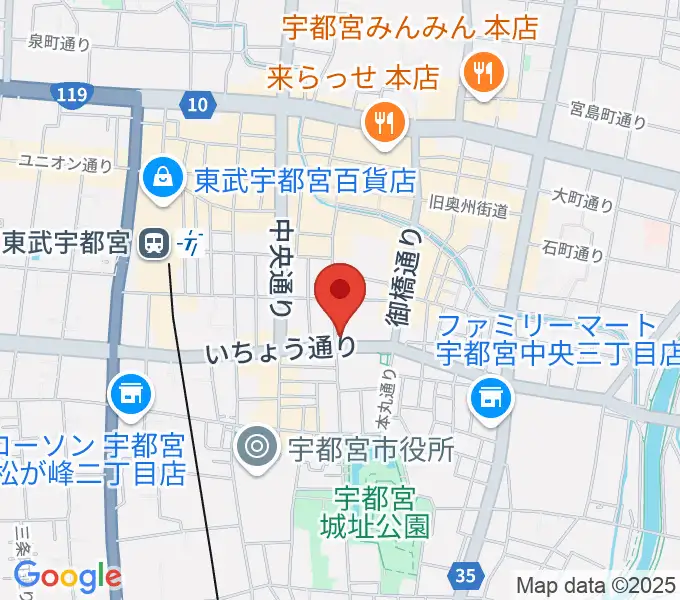 宇都宮ライナスの地図