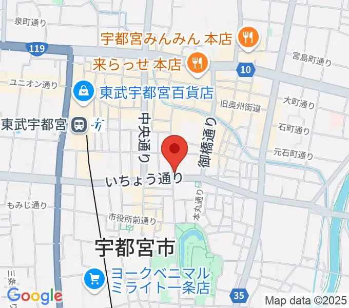 宇都宮ライナスの地図