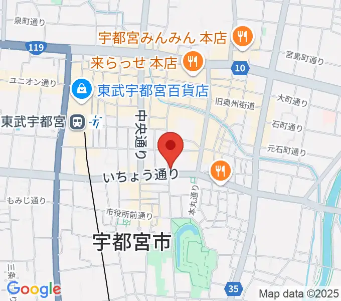 宇都宮ライナスの地図