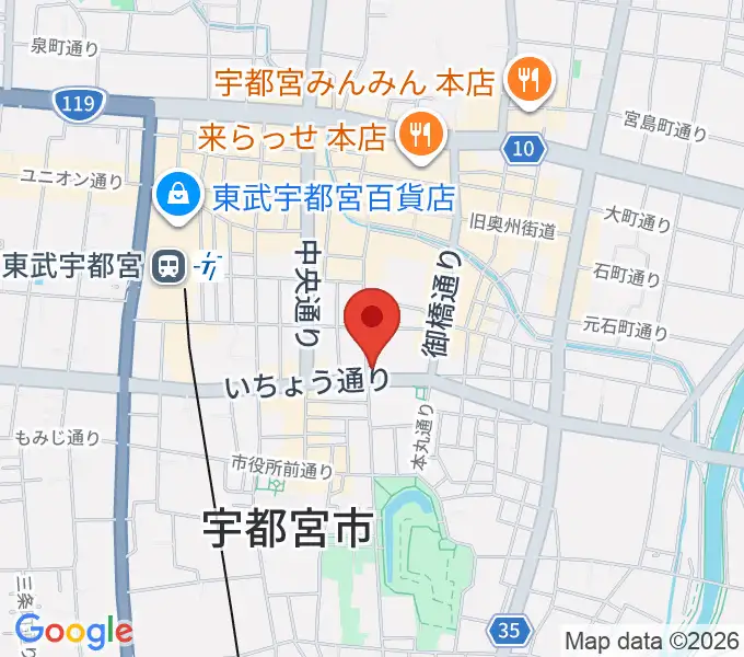 宇都宮ライナスの地図