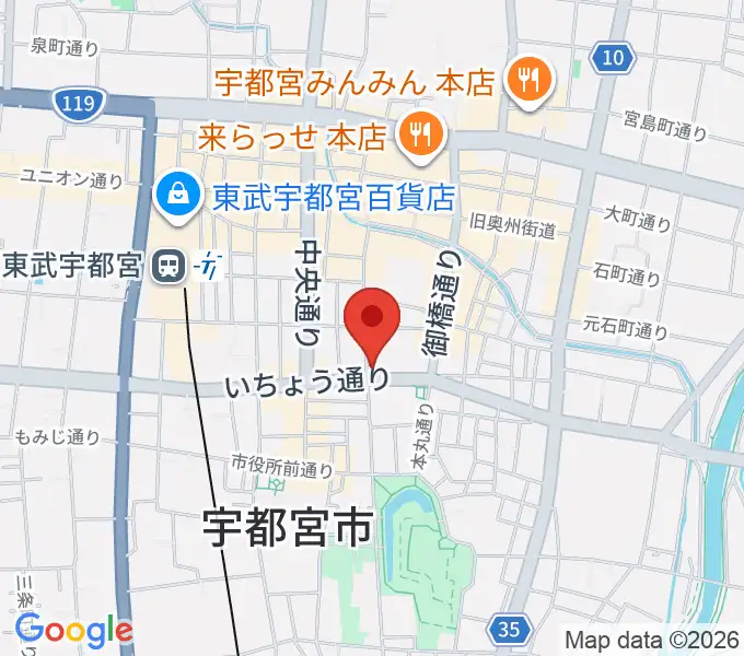 宇都宮ライナスの地図