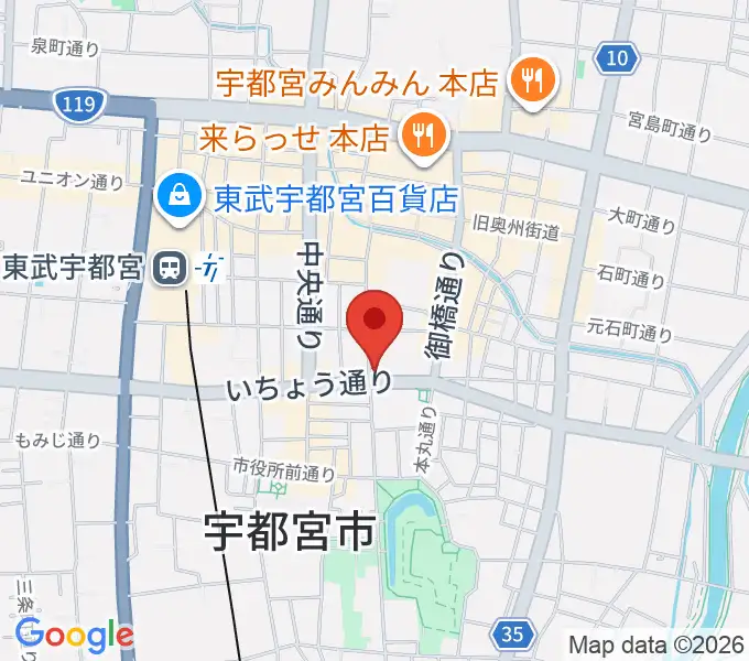 宇都宮ライナスの地図