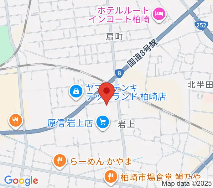 わたじん楽器 柏崎本店ララフィの地図